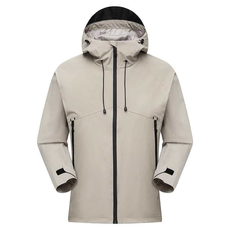 Men's Waterproof Outdoor Jacket with Adjustable Hood Collar Lisslune