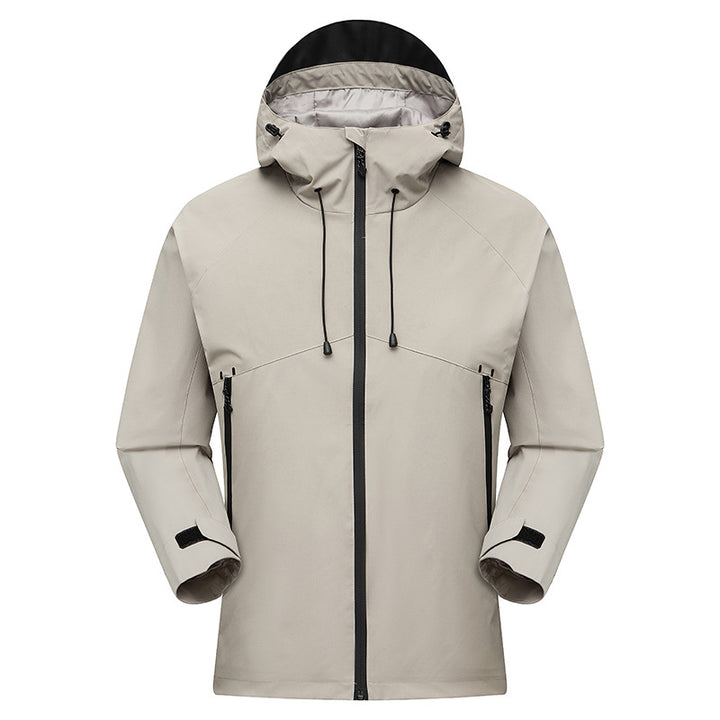 Men's Waterproof Outdoor Jacket with Adjustable Hood Collar Lisslune
