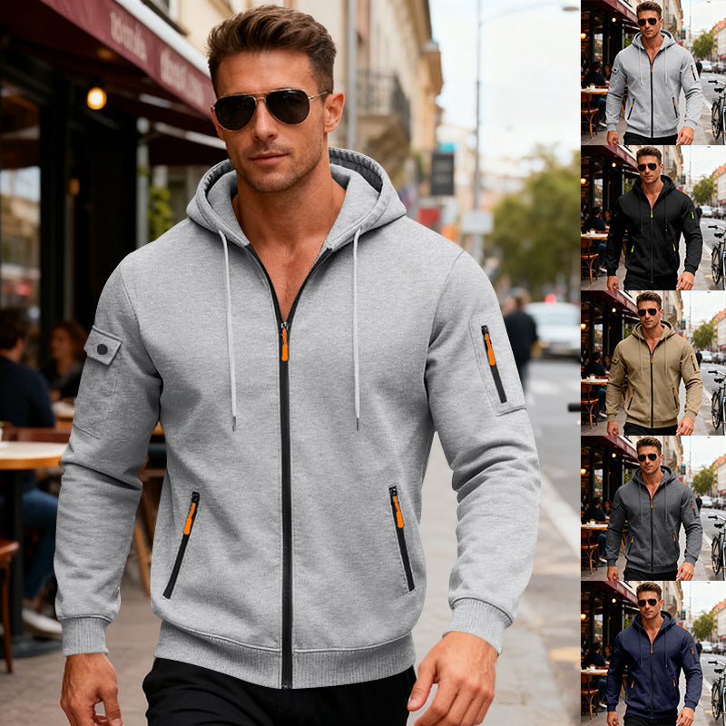 Men's sporty hooded jacket with zip pockets and modern cut Lisslune