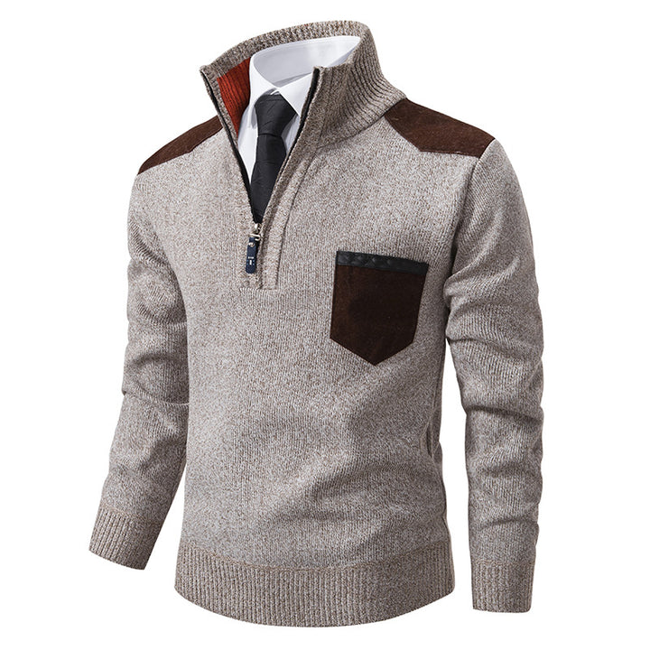 Men's elegant knitted sweater with collar and pockets Lisslune