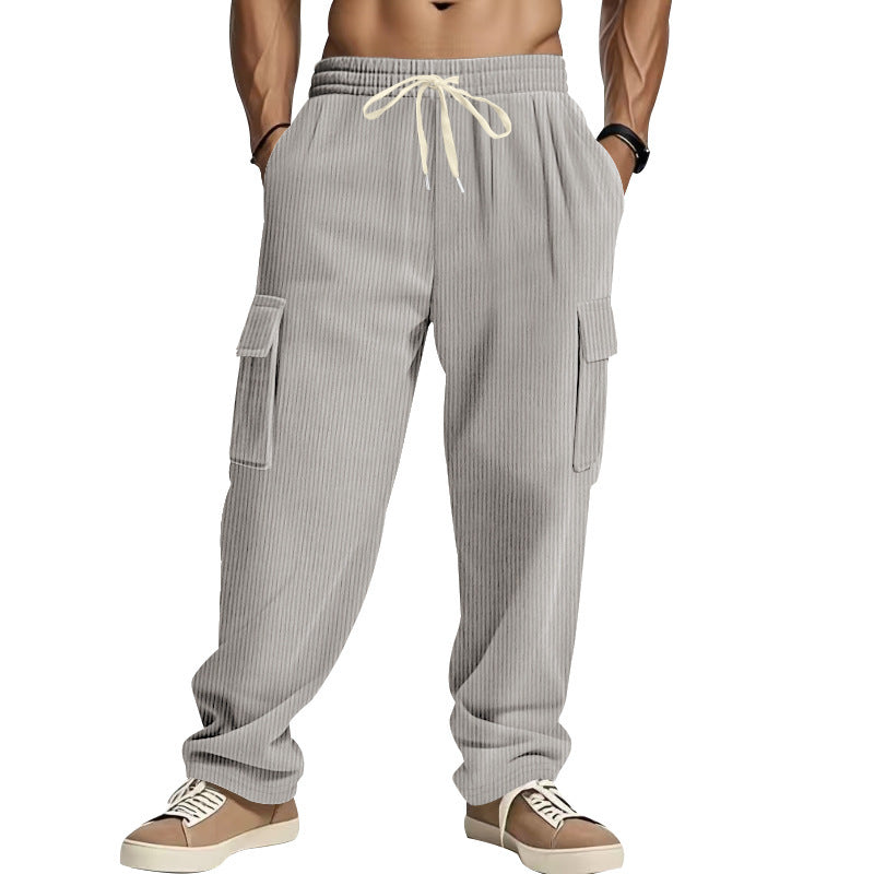 Men's Comfortable Cargo Pants with Elastic Waistband and Practical Side Pockets Lisslune
