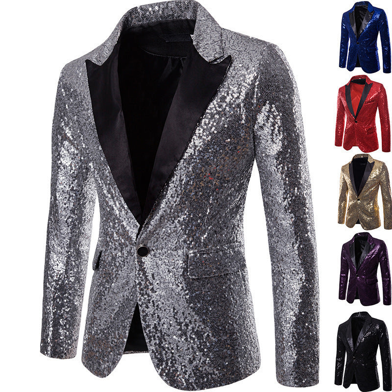 Men's functional blazer with sequins and classic lapel Lisslune