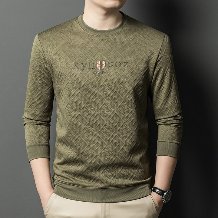 Men's high-quality round neck pullover made of elastic cotton blend Lisslune