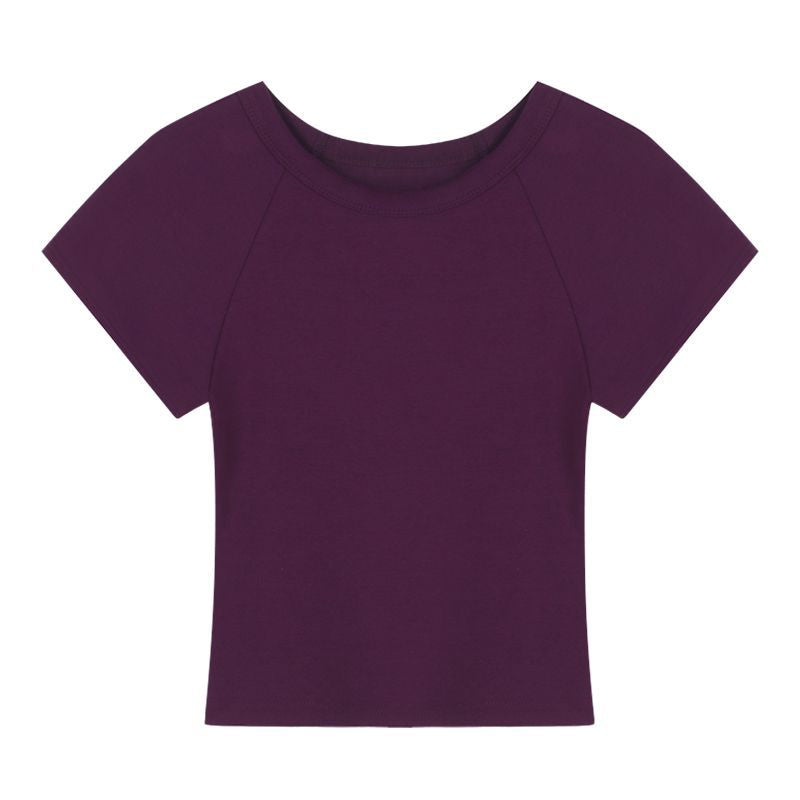 Ladies Cropped T-Shirt with fashionable round neck and casual design