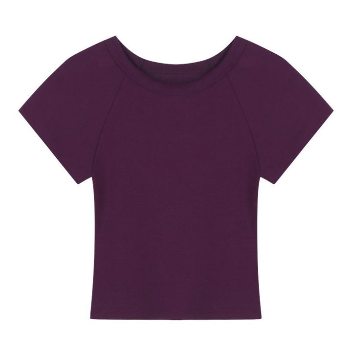 Ladies Cropped T-Shirt with fashionable round neck and casual design
