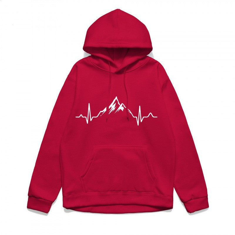 Women's hoodie with stylish mountain motif and high-quality cotton Lisslune