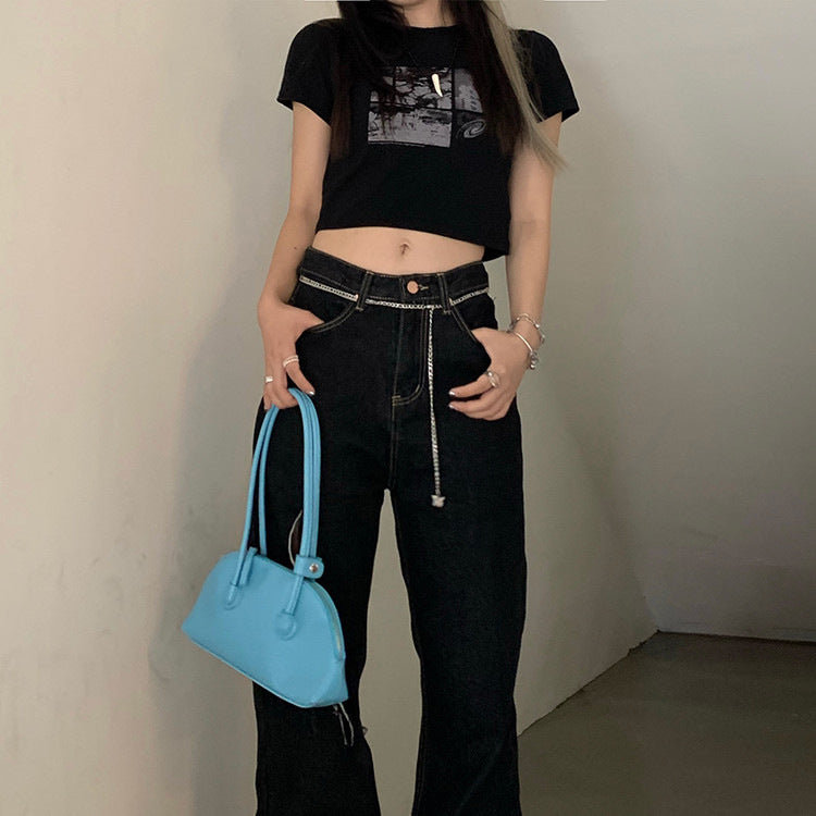 Ladies Cropped T-Shirt with creative graphic design Lisslune