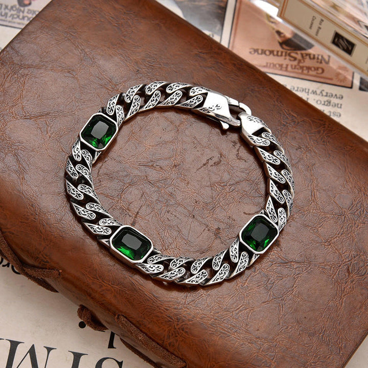 Lisslune | Totem Design Diamond Pattern Bracelet – Unisex Copper Chain with 9mm Width