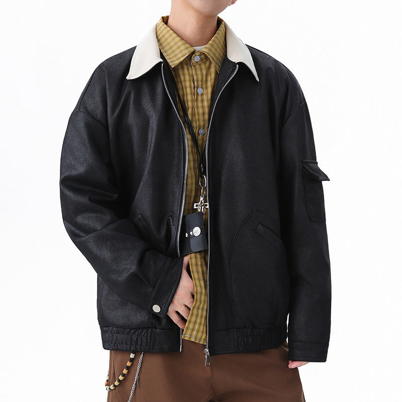 Men's Oversized Utility Jacket with practical zipper Lisslune