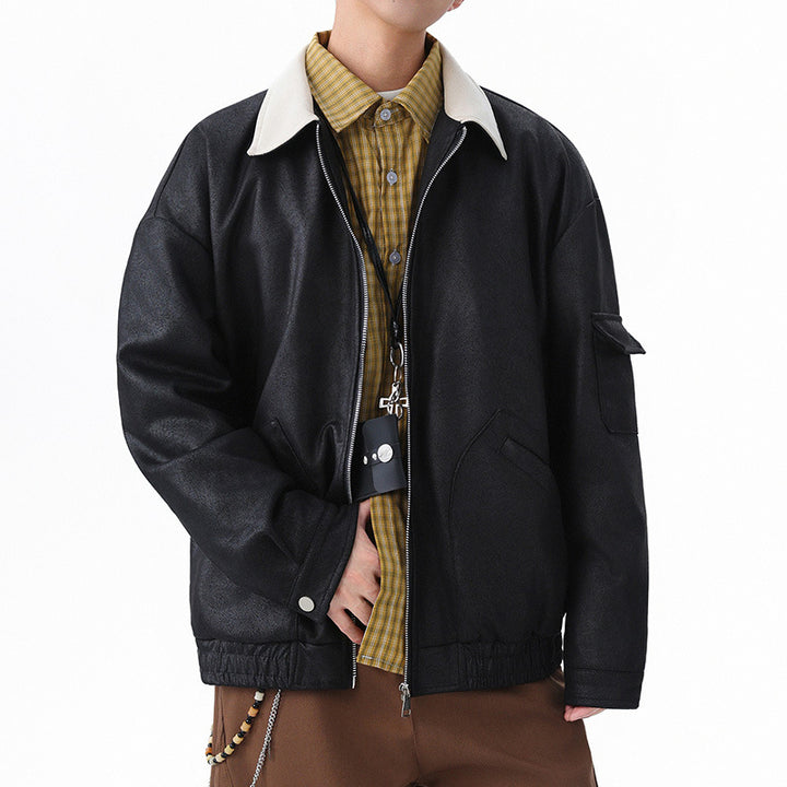 Men's Oversized Utility Jacket with practical zipper Lisslune