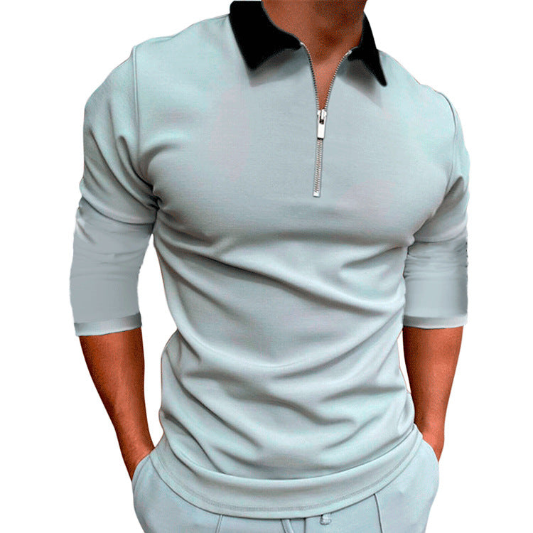 Men's sporty sweater with 1/4 zipper and contrasting collar Lisslune