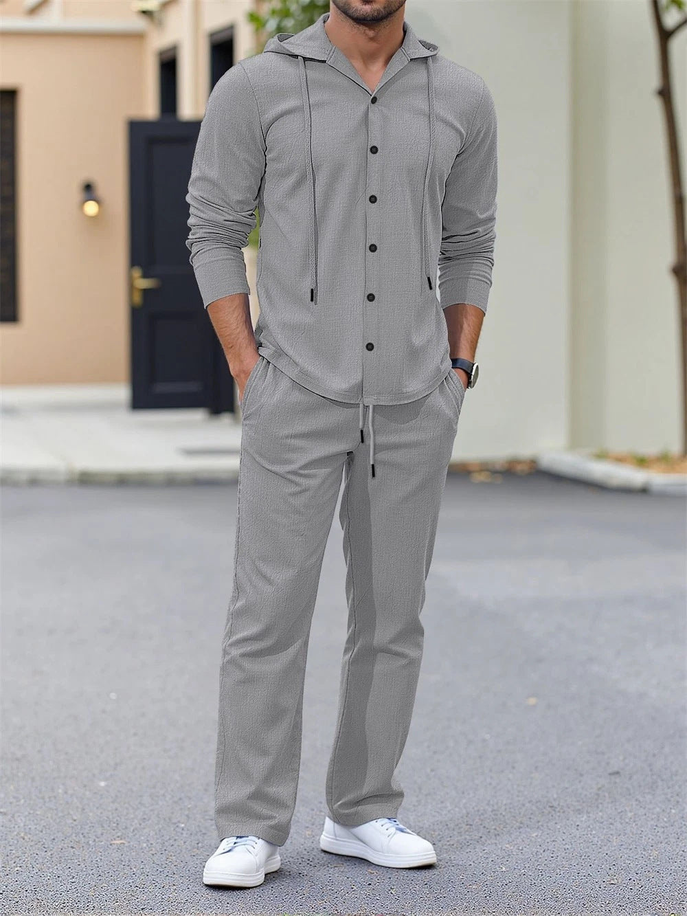 Men's Fashion Leisure Set with Hood and Elastic Waistband Lisslune