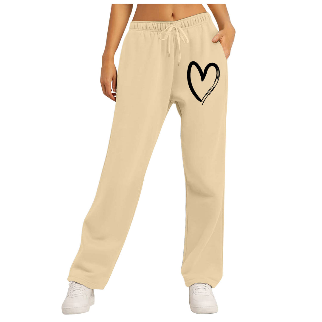 Ladies leisure pants with unique heart design and elastic waistband Lisslune