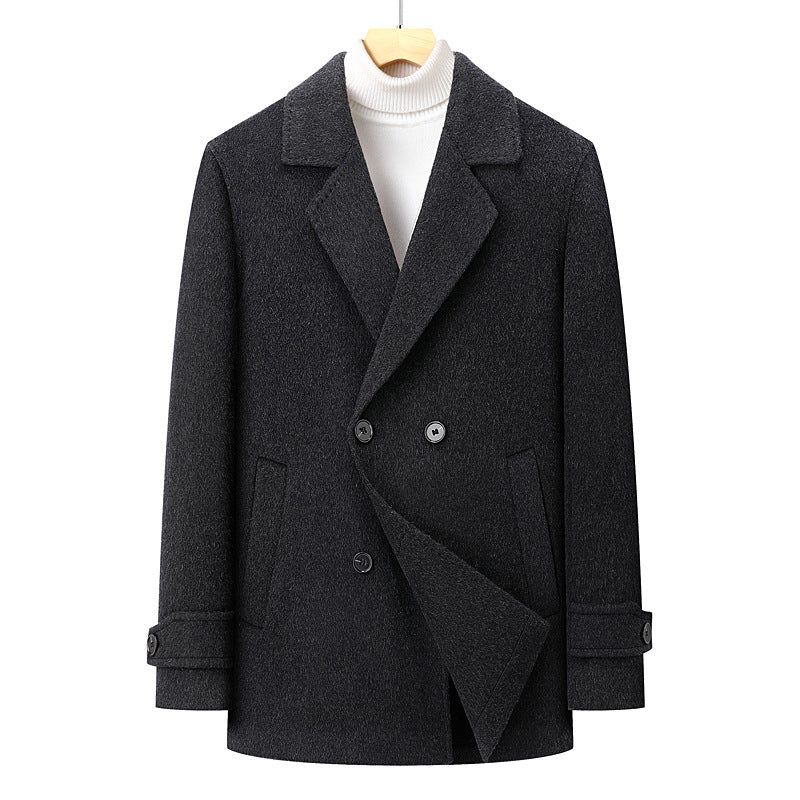 Men's Elegant Wool Jacket In Modern Double-Breasted Style Lisslune
