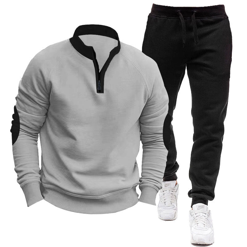 Men's sporty hoodie and jogging suit set with contrasting sleeve accents Lisslune