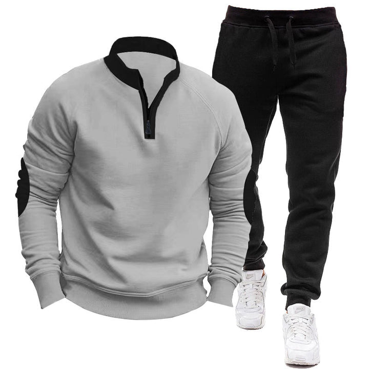 Men's sporty hoodie and jogging suit set with contrasting sleeve accents Lisslune