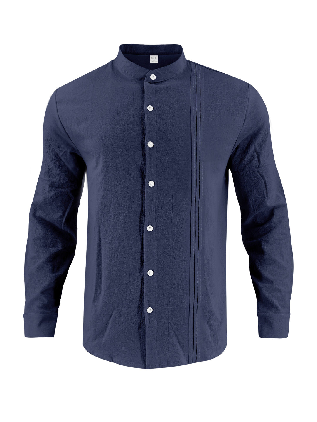 Men's fashionable long-sleeve shirt with textured surface and innovative stand-up collar Lisslune