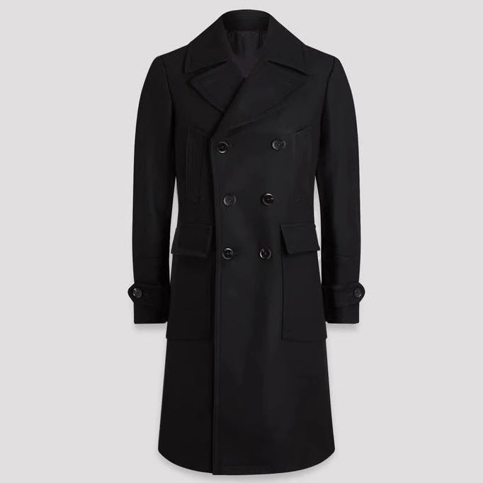 Men's elegant double-breasted overcoat made of high-quality material Lisslune