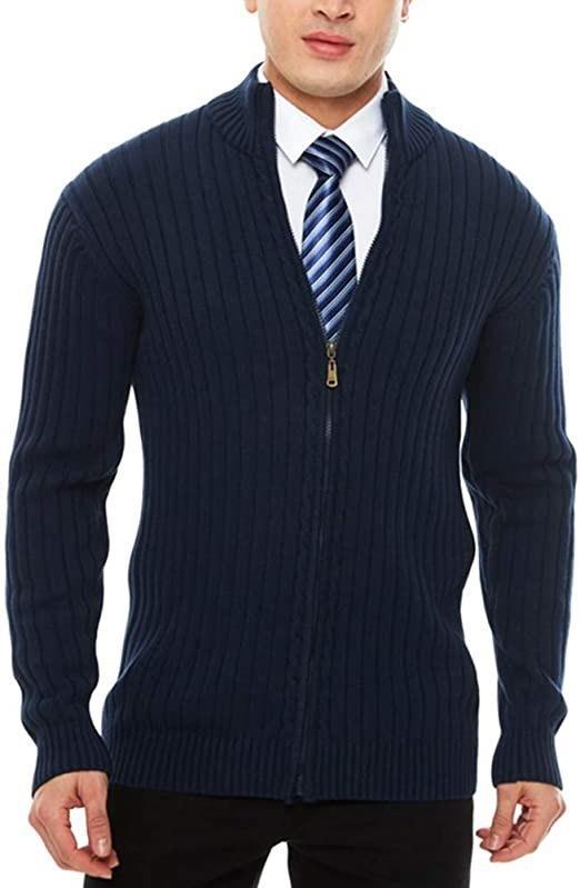 Men's sporty cardigan with zipper and raised collar Lisslune
