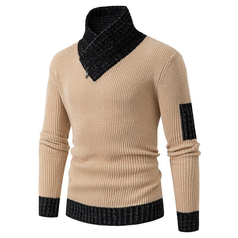 Men's sweater with modern asymmetric collar and textured design Lisslune