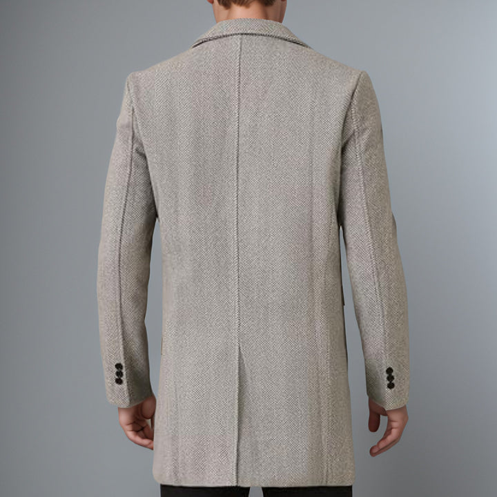 Men's elegant double-breasted coat with textured herringbone pattern Lisslune