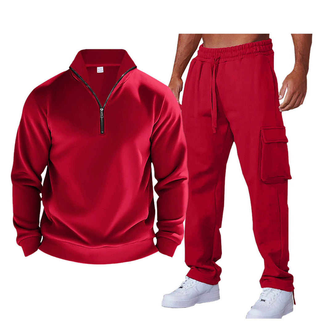 Men's Leisure Set with Practical Pockets and Fashionable Stand-Up Collar Lisslune
