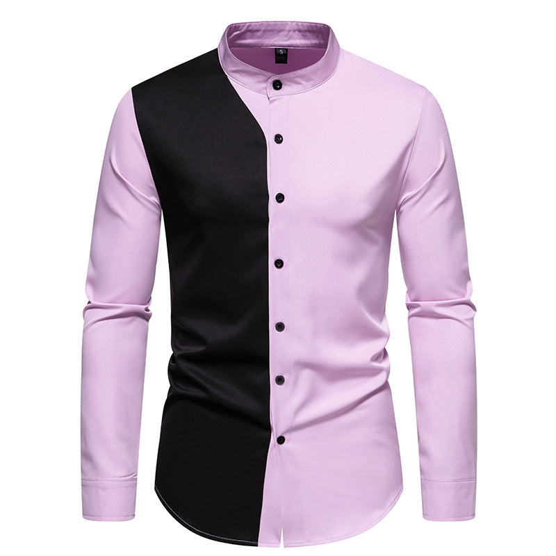 Men's long-sleeve shirt with modern color block design Lisslune