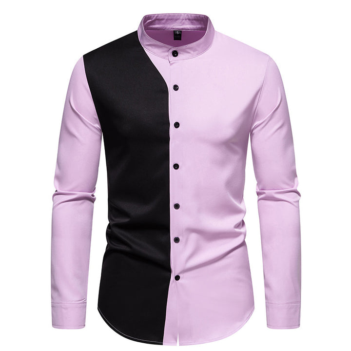 Men's long-sleeve shirt with modern color block design Lisslune