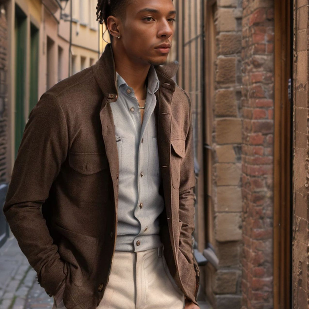 Men's functional jacket with high collar and practical pockets Lisslune