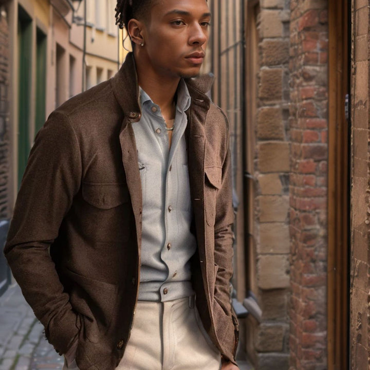 Men's functional jacket with high collar and practical pockets Lisslune