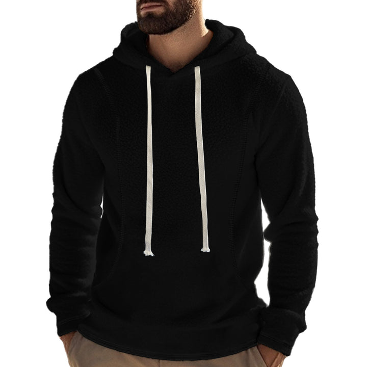 Men's Comfortable Fleece Hoodie with High Neck and Practical Kangaroo Pocket Lisslune