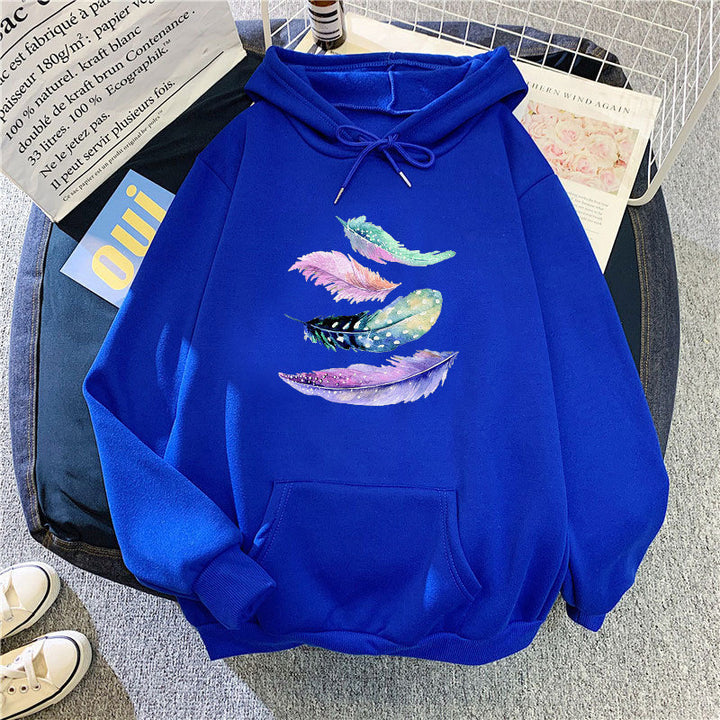 Women's hoodie with artistic feather motif Lisslune