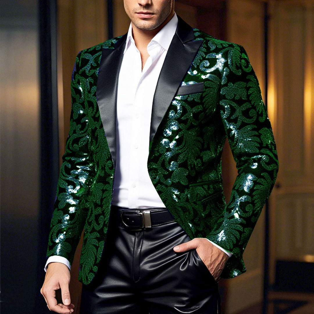 Men's elegant velvet blazer with floral sequin patterns Lisslune