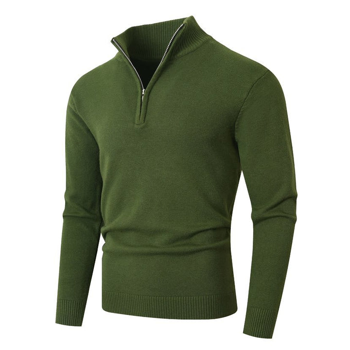 Men's knit sweater with modern standing collar and high-quality zipper Lisslune
