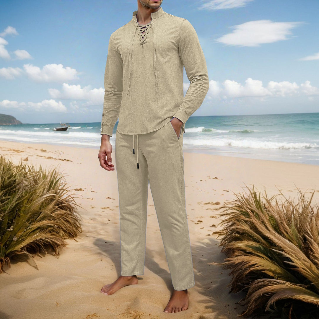 Men's Elegant Leisure Set with Breathable Top and Comfortable Pants Lisslune