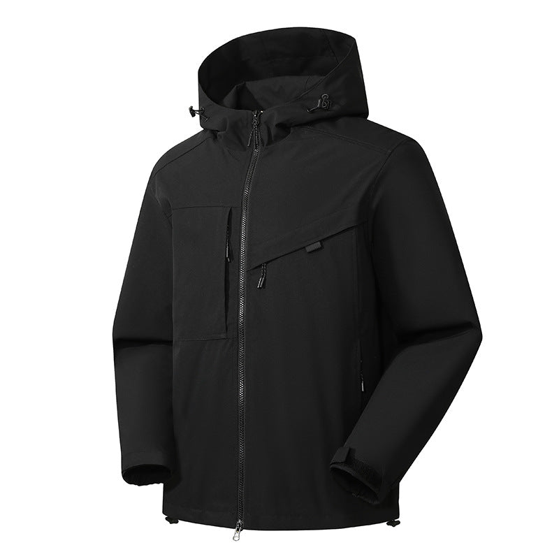 Men's multifunctional outdoor jacket with adjustable hood and strong zippers Lisslune