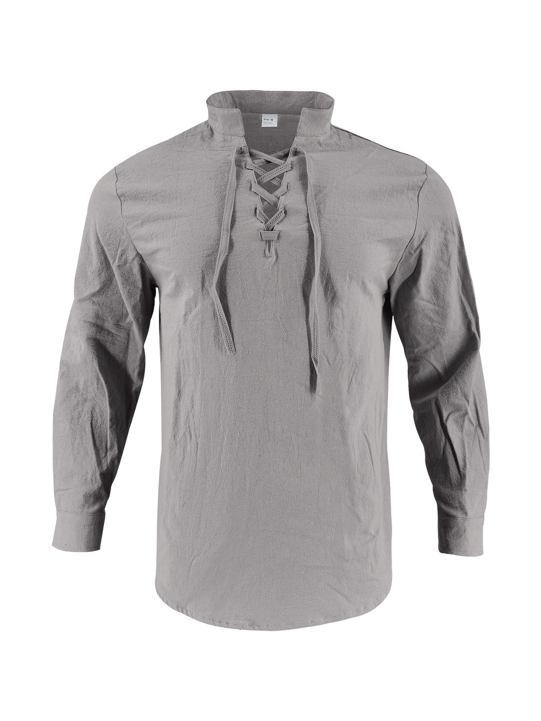 Men's casual long-sleeve shirt with innovative lacing and modern stand-up collar Lisslune