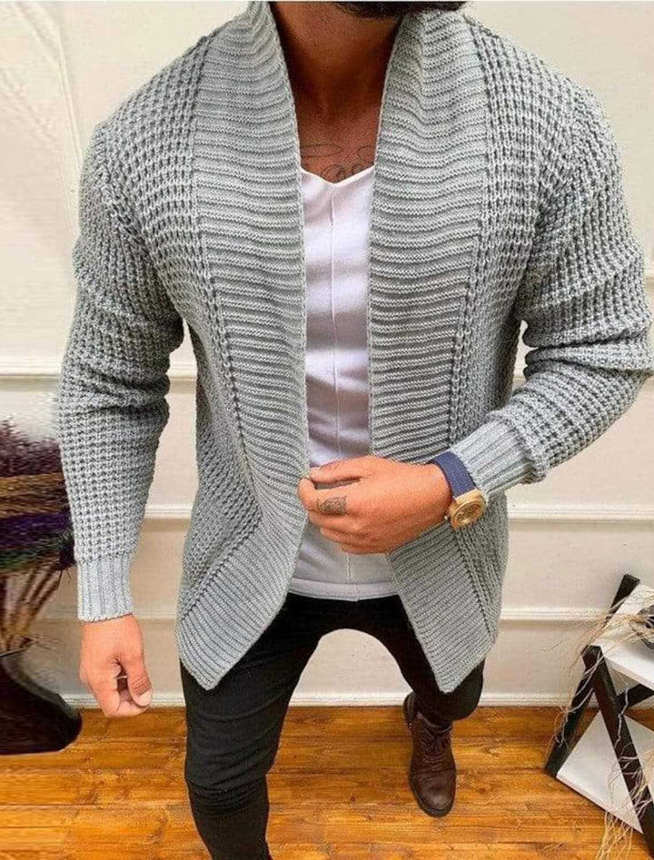 Men's cardigan with deep collar and textured design Lisslune