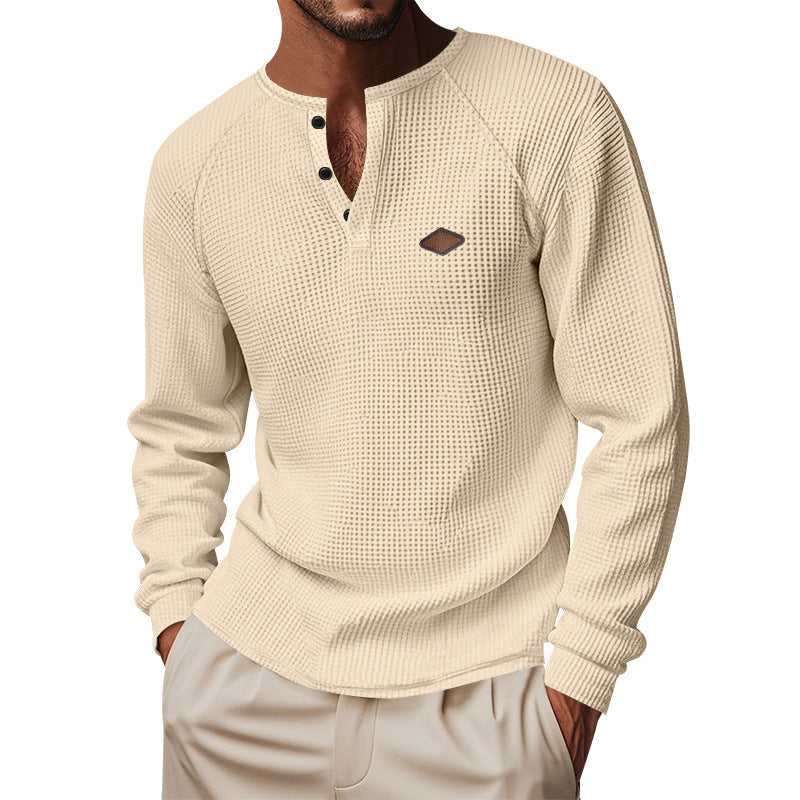 Men's Long Sleeve Shirt with Button Placket and Structure Lisslune