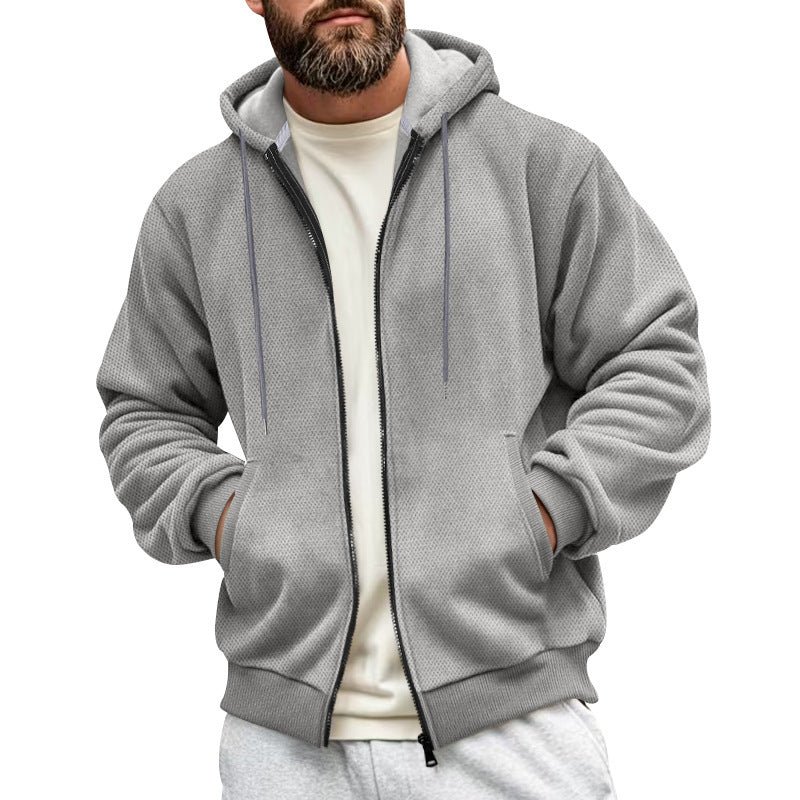 Men's hoodie jacket with textured surface and functional pockets Lisslune