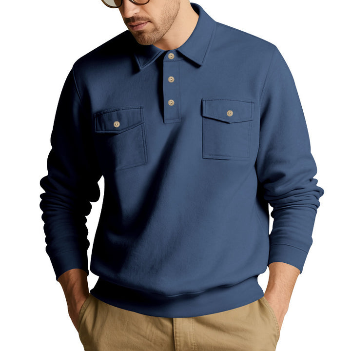 Men's pullover with two chest pockets and sporty collar Lisslune