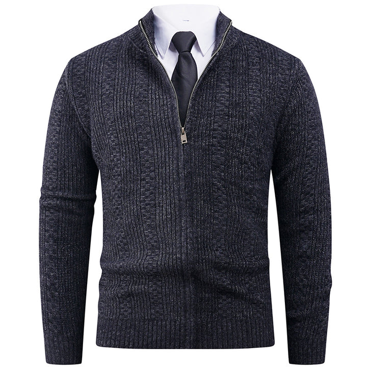 Men's cardigan with modern zipper and cable pattern Lisslune