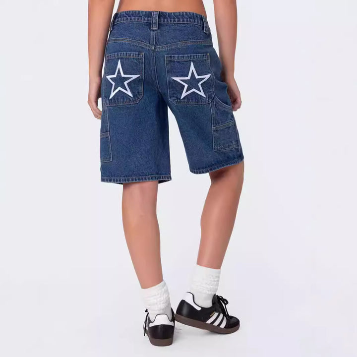 Women's fashionable denim shorts in a casual cut with a high waist Lisslune