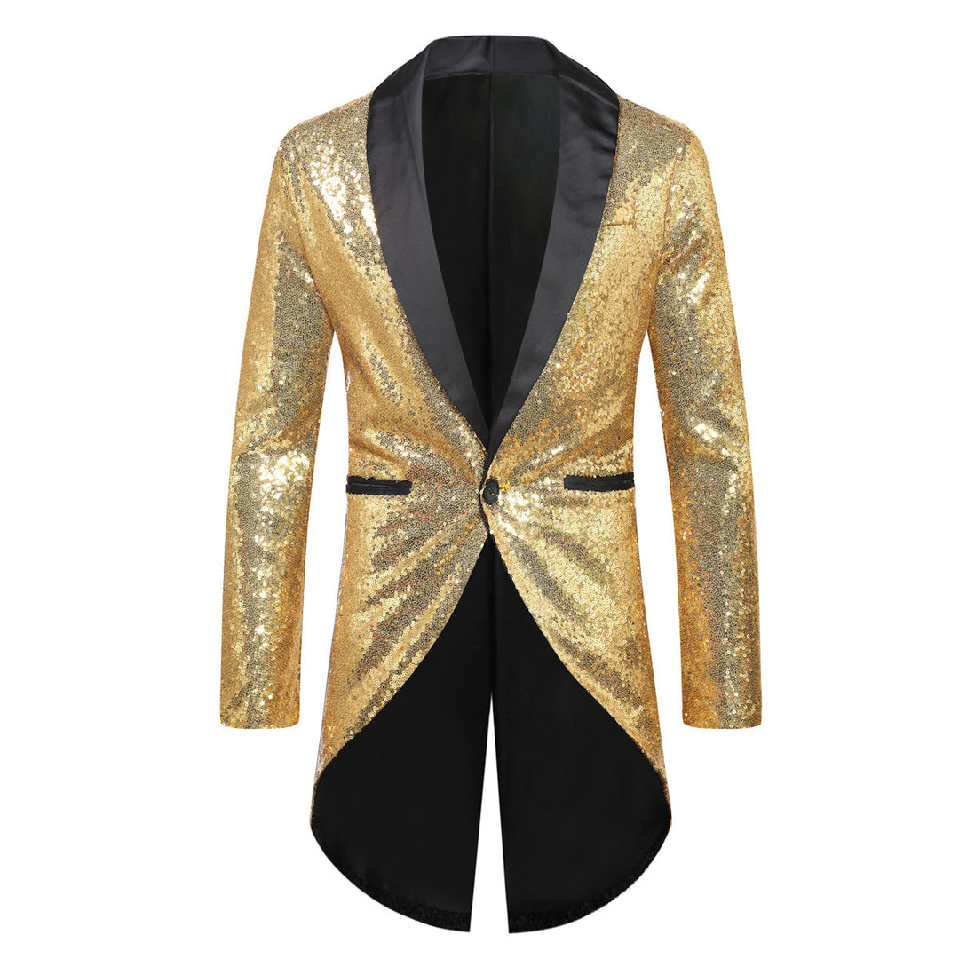 Men's Glittering Suit Blazer with Elegant Shawl Collar Lisslune