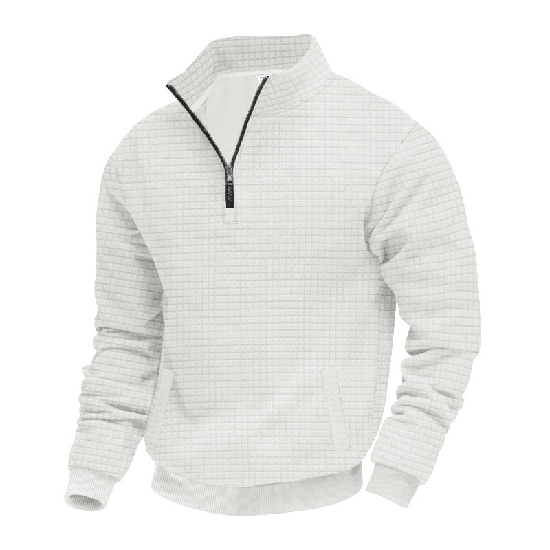 Men's quilted sweater with modern collar and practical pockets Lisslune