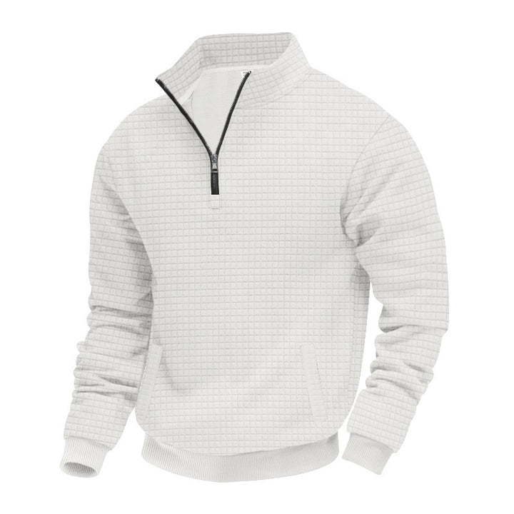 Men's quilted sweater with modern collar and practical pockets Lisslune