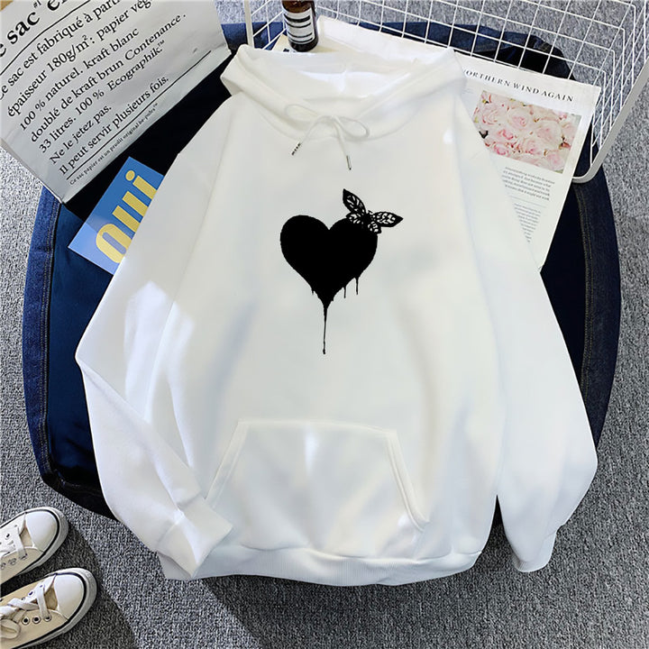 Women's Hoodie with Creative Heart Design Lisslune