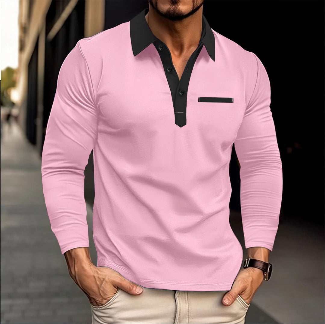Men's Elegant Long Sleeve Shirt with Stylish Collar and Button Placket Lisslune