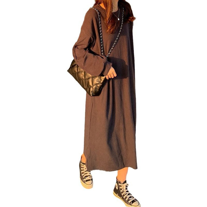 Women Elegant Maxi Dress with Long Sleeves and Textured Design