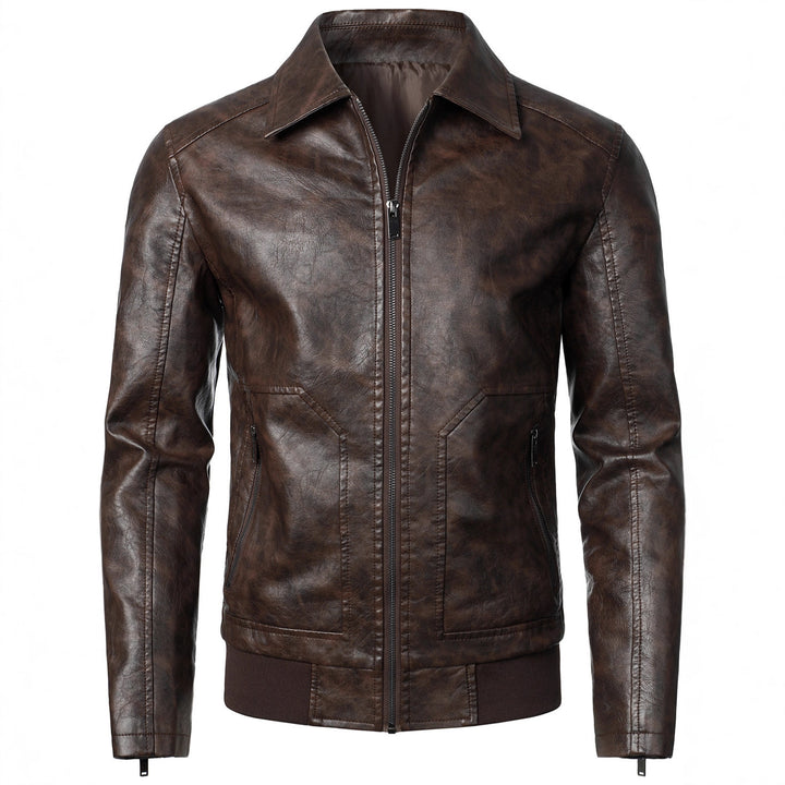 Men's Fashionable Leather Jacket with Sporty Cut and Practical Pockets Lisslune